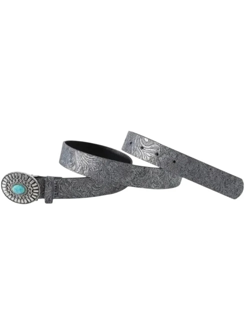 Women's Silver Faux Turquoise Stone Belt